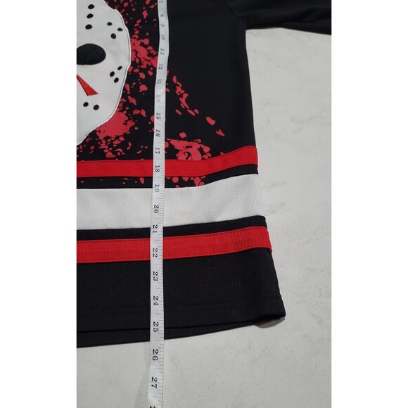 Friday The 13th Jason Voorhees Bloody Hockey Jersey Black Red White EUC Horror - Picture 4 of 12